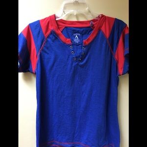 Short sleeve blue/ red casual T-shirt/ top